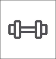 a simple line drawing of a barbell for strength training