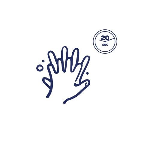 Illustration of rubbing hand sanitizer on hands