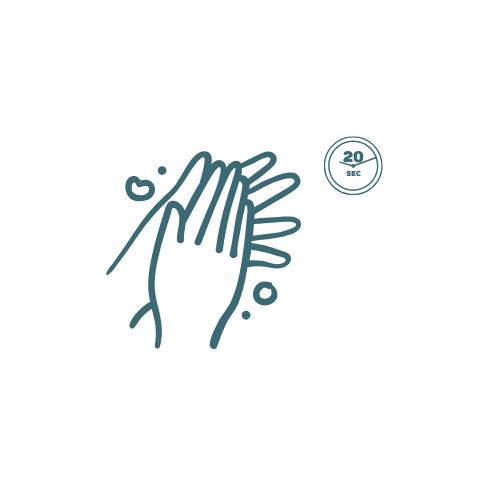 Illustration of step 4: Scrub hands with soap for 20 seconds