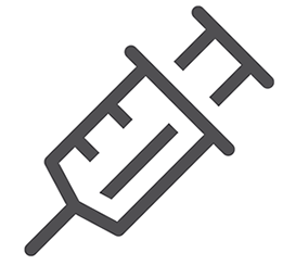 A simple line drawing of a syringe