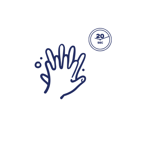 Illustration of rubbing hand sanitizer on hands