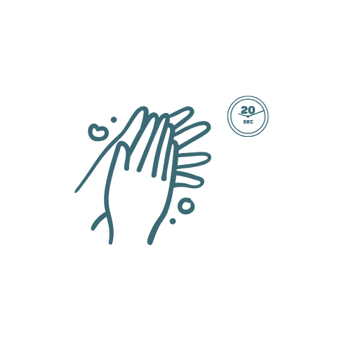 Illustration of step 4: Scrub hands with soap for 20 seconds