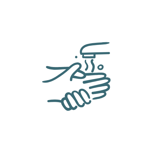 Illustration of step 5: Rinse your hands with clean running water