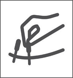 a simple line drawing of a hand inserting acupuncture needles into a surface