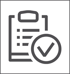 a simple line drawing of a check list on a clip board