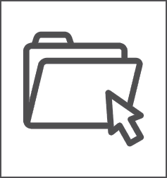 Line drawing of a curser arrow pointing to a file folder