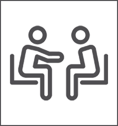 Simple line drawing icon two people comforting one another