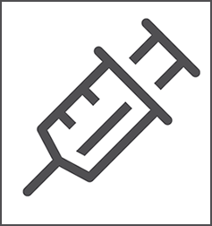 A simple line drawing of a syringe