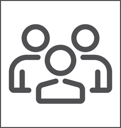 simple line drawing of three people standing together