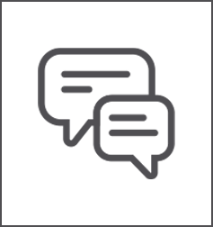 simple line drawing of two chat conversation bubbles