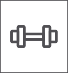 a simple line drawing of a barbell for strength training