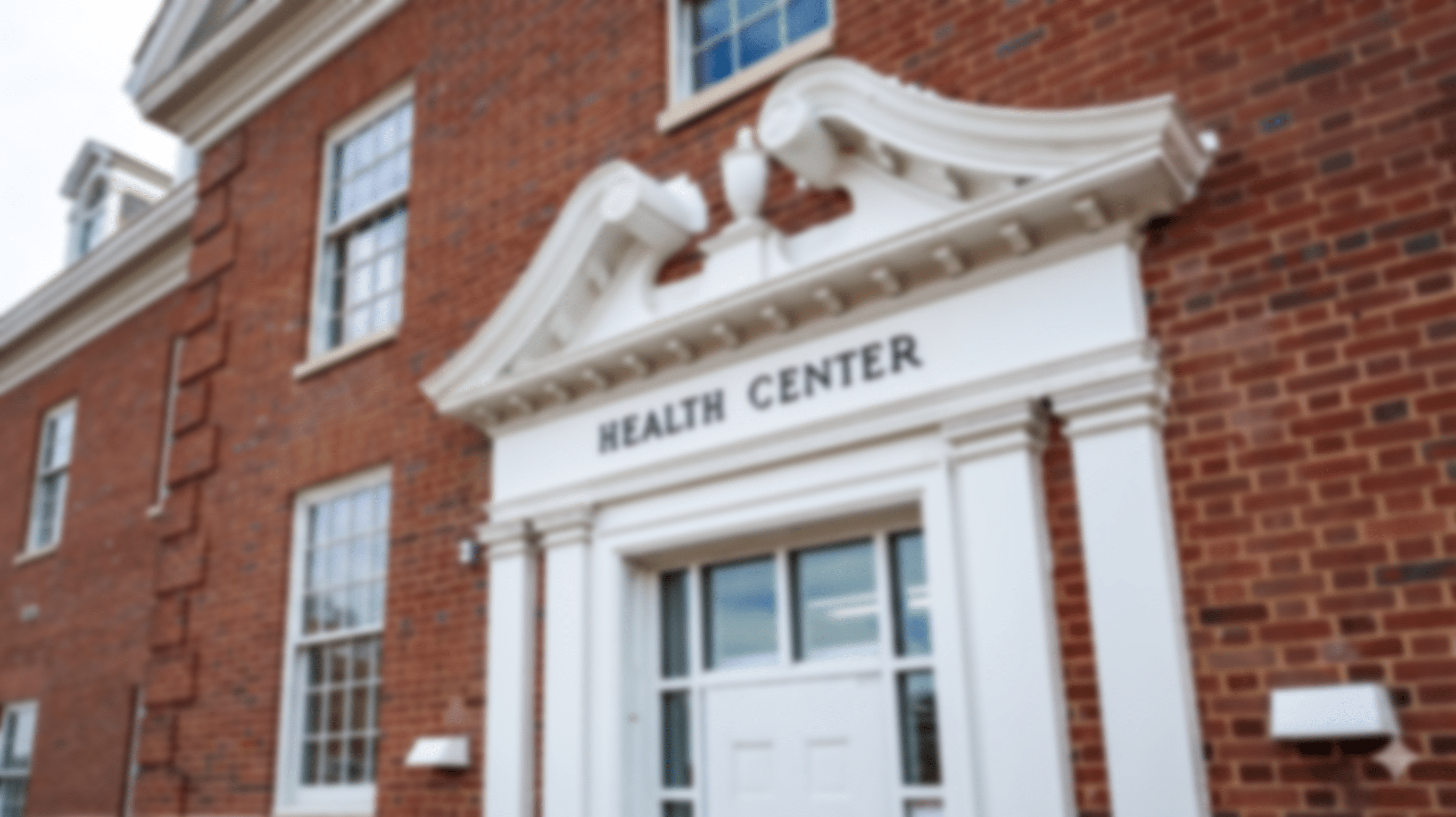 slightly blurred photo of the health center front entrance