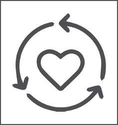line drawing of a heart with arrows circling around it
