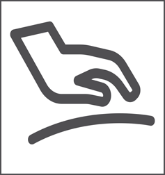 line drawing of a hand hovering over a curved surface
