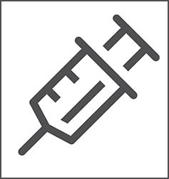 A simple line drawing of a syringe