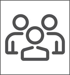 simple line drawing of three people standing together
