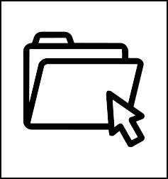 icon of a mouse cursor arrow pointing at a desktop folder