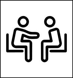 icon of two people sitting down and talking to each other