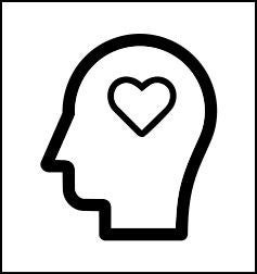 icon of a persons profile with a heart in the center