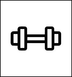a simple line drawn icon of a barbell for sports medicine